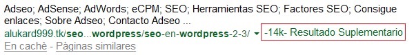 Resultados suplementarios en Google