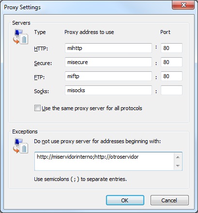 Configurar valores de proxy usando powershell