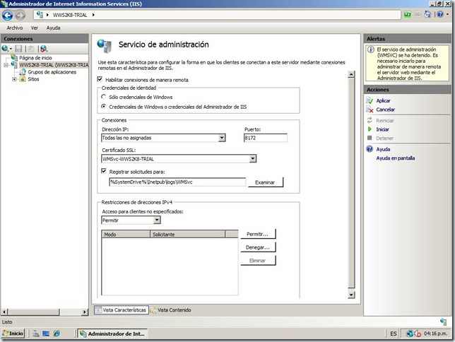 Tutorial Administrar IIS7 de forma remota